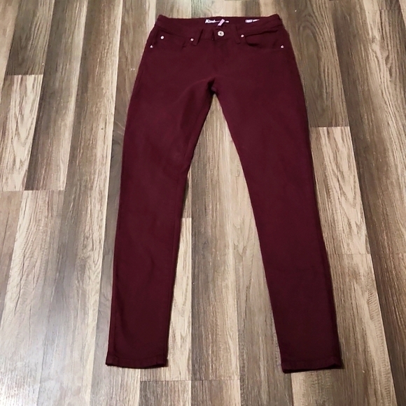 A' 2nd By Special A Ankle Skinny Jeans Burgundy Color Size 5 Juniors Inseam 28' - Picture 1 of 5